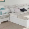 Tête De Lit 140 Cm Avec 2 Chevets Blanc/Bois Blanchi - COPIST - L 247 X L 34 X H 100 Cm -Sominova Soldes Boutique tete de lit et pont de lit 20003011