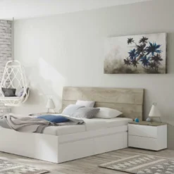 Tête De Lit Avec Chevets Chêne Et Blanc - HISI