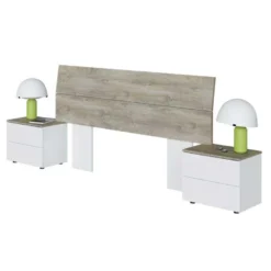 Tête De Lit Avec Chevets Chêne Et Blanc - HISI 7 Tête De Lit Avec Chevets Chêne Et Blanc - HISI -Sominova Soldes Boutique tete de lit et pont de lit 20003019