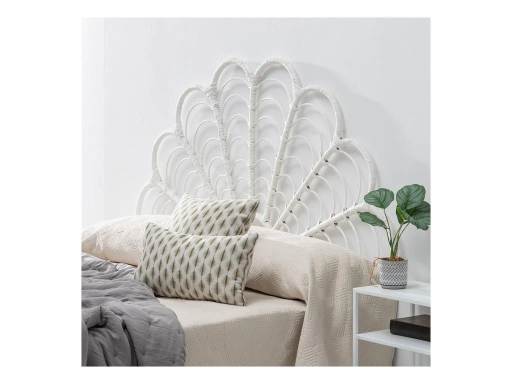 Tête De Lit 160 Cm Rotin/Blanc- ALMINIA 4 Tête De Lit 160 Cm Rotin/Blanc- ALMINIA – Image 2