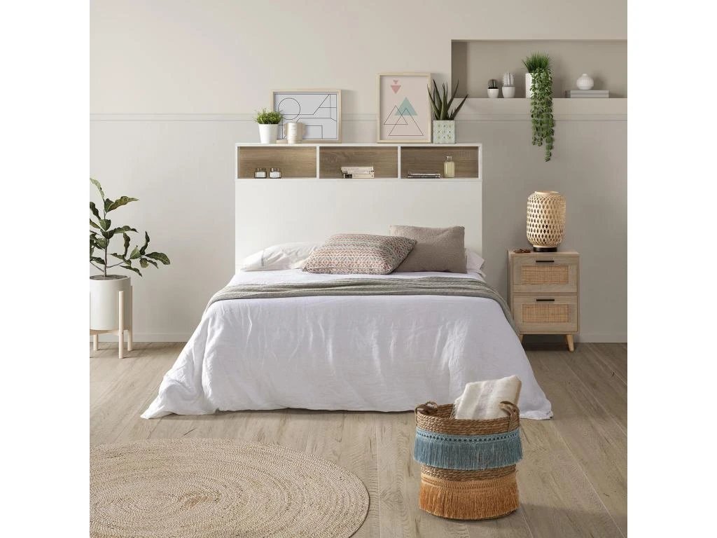 Tête De Lit Zeus 95 Cm Blanc, 2 Portes 9 Trous 4 Tête De Lit Zeus 95 Cm Blanc, 2 Portes 9 Trous – Image 2