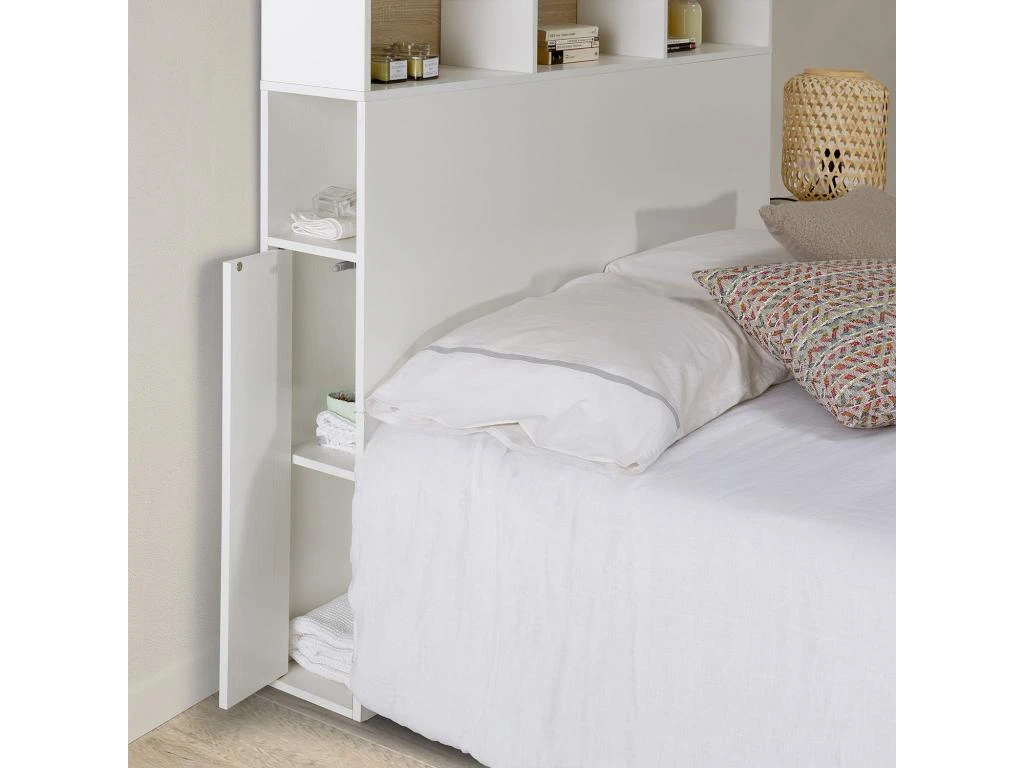 Tête De Lit Zeus 95 Cm Blanc, 2 Portes 9 Trous 10 Tête De Lit Zeus 95 Cm Blanc, 2 Portes 9 Trous – Image 8
