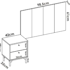 Tête De Lit Colombine, Tête De Lit Pour Chambre Simple, Tête De Lit Pour Lit Simple Avec 1 Table De Chevet, 99x3h61 Cm, Chêne Et Anthracite Et Anthracite -Sominova Soldes Boutique tete de lit et pont de lit 22768475