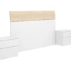 Tête De Lit Duleda, Tête De Lit Pour Chambre Double, Tête De Lit Double Avec 2 Tables De Chevet, 161x4h100 Cm, Blanc Et Chêne -Sominova Soldes Boutique tete de lit et pont de lit 22768481