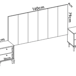 Tête De Lit Osternig, Tête De Lit Pour Chambre Double, Tête De Lit Double Avec 2 Tables De Chevet, 244x37h127 Cm, Chêne Et Anthracite Et Anthracite -Sominova Soldes Boutique tete de lit et pont de lit 22768495