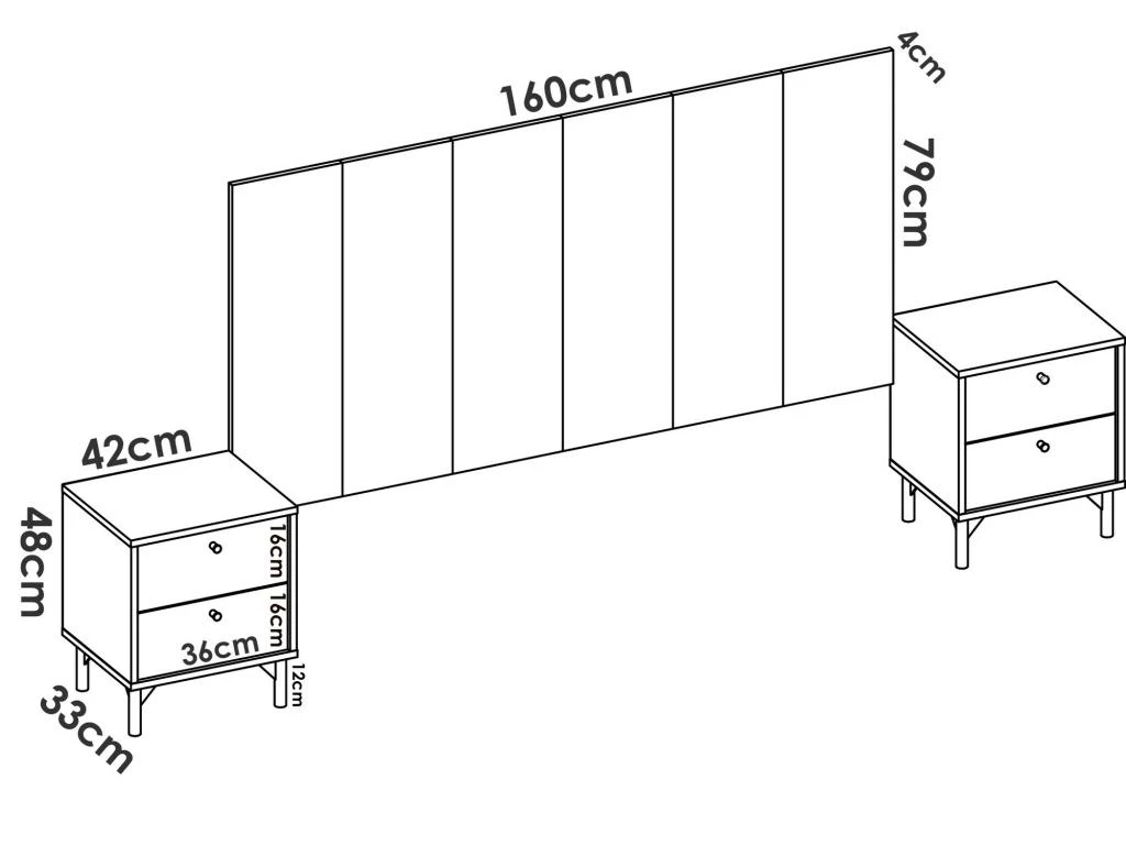 Tête De Lit Dlinar, Tête De Lit Pour Chambre Double, Tête De Lit Double Avec 2 Tables De Chevet, 244x37h127 Cm, Chêne Et Anthracite Et Anthracite 5 Tête De Lit Dlinar, Tête De Lit Pour Chambre Double, Tête De Lit Double Avec 2 Tables De Chevet, 244x37h127 Cm, Chêne Et Anthracite Et Anthracite – Image 3