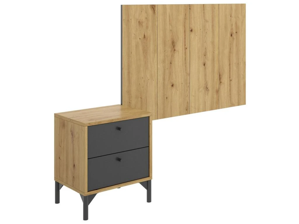 Tête De Lit Dbissec, Tête De Lit Pour Chambre Simple, Tête De Lit Pour Lit Simple Avec 1 Table De Chevet, 99x3h61 Cm, Chêne Et Anthracite Et Anthracite 3 Tête De Lit Dbissec, Tête De Lit Pour Chambre Simple, Tête De Lit Pour Lit Simple Avec 1 Table De Chevet, 99x3h61 Cm, Chêne Et Anthracite Et Anthracite