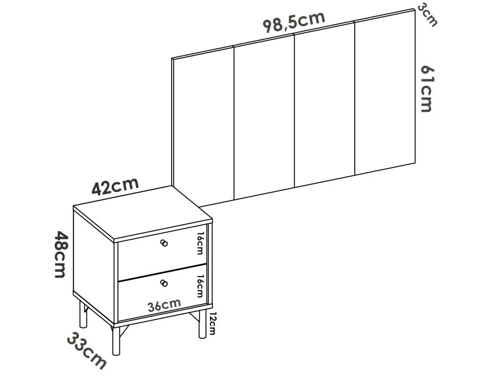 Tête De Lit Dbissec, Tête De Lit Pour Chambre Simple, Tête De Lit Pour Lit Simple Avec 1 Table De Chevet, 99x3h61 Cm, Chêne Et Anthracite Et Anthracite 5 Tête De Lit Dbissec, Tête De Lit Pour Chambre Simple, Tête De Lit Pour Lit Simple Avec 1 Table De Chevet, 99x3h61 Cm, Chêne Et Anthracite Et Anthracite – Image 3