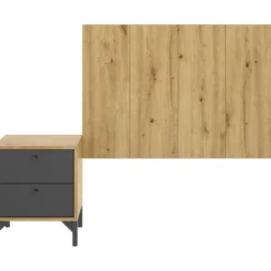 Tête De Lit Dbissec, Tête De Lit Pour Chambre Simple, Tête De Lit Pour Lit Simple Avec 1 Table De Chevet, 99x3h61 Cm, Chêne Et Anthracite Et Anthracite 11 Tête De Lit Dbissec, Tête De Lit Pour Chambre Simple, Tête De Lit Pour Lit Simple Avec 1 Table De Chevet, 99x3h61 Cm, Chêne Et Anthracite Et Anthracite -Sominova Soldes Boutique tete de lit et pont de lit 22872571