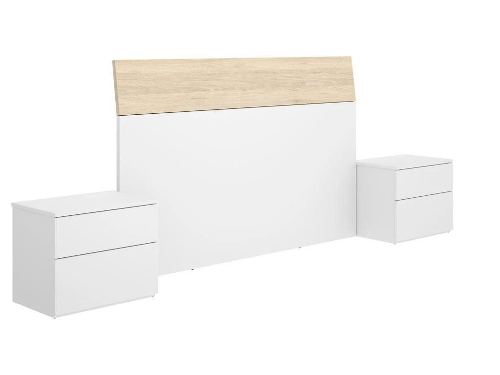 Tête De Lit Dcelja, Tête De Lit Pour Chambre Double, Tête De Lit Double Avec 2 Tables De Chevet, 161x4h100 Cm, Blanc Et Chêne 3 Tête De Lit Dcelja, Tête De Lit Pour Chambre Double, Tête De Lit Double Avec 2 Tables De Chevet, 161x4h100 Cm, Blanc Et Chêne