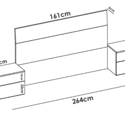 Tête De Lit Dcelja, Tête De Lit Pour Chambre Double, Tête De Lit Double Avec 2 Tables De Chevet, 161x4h100 Cm, Blanc Et Chêne 9 Tête De Lit Dcelja, Tête De Lit Pour Chambre Double, Tête De Lit Double Avec 2 Tables De Chevet, 161x4h100 Cm, Blanc Et Chêne -Sominova Soldes Boutique tete de lit et pont de lit 22872587