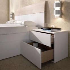 Tête De Lit Dcelja, Tête De Lit Pour Chambre Double, Tête De Lit Double Avec 2 Tables De Chevet, 161x4h100 Cm, Blanc Et Chêne 10 Tête De Lit Dcelja, Tête De Lit Pour Chambre Double, Tête De Lit Double Avec 2 Tables De Chevet, 161x4h100 Cm, Blanc Et Chêne -Sominova Soldes Boutique tete de lit et pont de lit 22872589