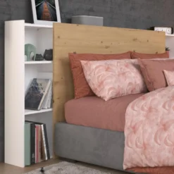 Tête De Lit Avec Rangements 160cm - Coloris : Naturel Et Blanc - FERDI -Sominova Soldes Boutique tete de lit et pont de lit 3652291