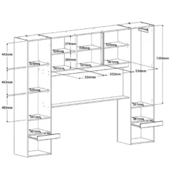 Pont De Lit Avec Rangements - Avec LEDs - L265 Cm - Coloris : Naturel Et Noir - VELONA -Sominova Soldes Boutique tete de lit et pont de lit 4653761