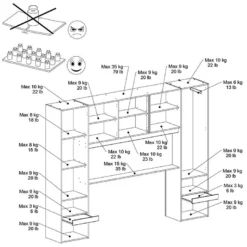 Pont De Lit Avec Rangements - Avec LEDs - L265 Cm - Coloris : Naturel Et Noir - VELONA -Sominova Soldes Boutique tete de lit et pont de lit 4653763