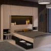 Pont De Lit Avec Rangements - Avec LEDs - L265 Cm - Coloris : Naturel Et Noir - VELONA 1 Pont De Lit Avec Rangements - Avec LEDs - L265 Cm - Coloris : Naturel Et Noir - VELONA -Sominova Soldes Boutique tete de lit et pont de lit 4873077