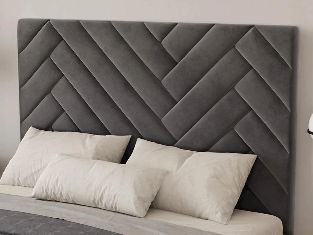Tête De Lit 150 Cm - Velours - Gris - SUKIALI 4 Tête De Lit 150 Cm - Velours - Gris - SUKIALI – Image 2