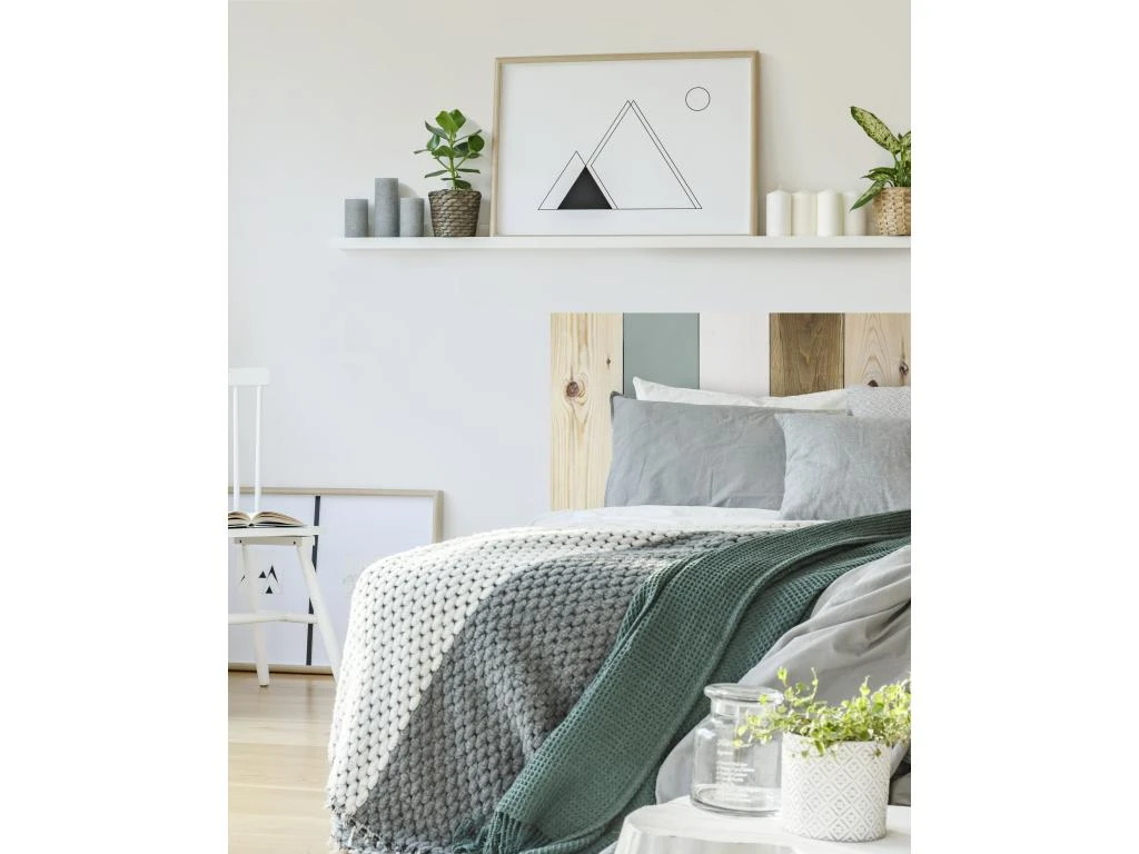 Tête De Lit En Bois Combiné Bleu-vert 180x80cm 7 Tête De Lit En Bois Combiné Bleu-vert 180x80cm – Image 5