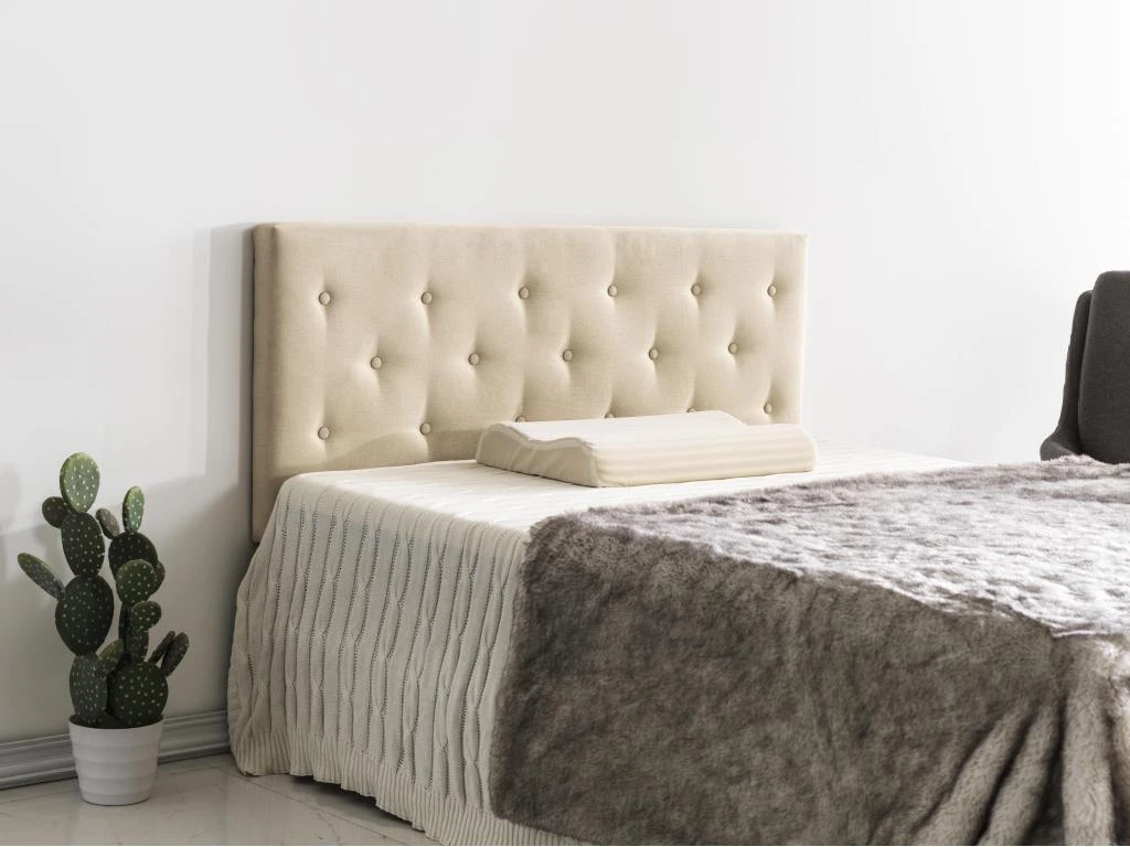 Tête De Lit 160x100 Cm, Capitonnée Tissu Beige, Epaisseur 8 Cm 4 Tête De Lit 160x100 Cm, Capitonnée Tissu Beige, Epaisseur 8 Cm – Image 2