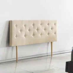Tête De Lit 140x100 Cm, Capitonnée Tissu Beige, Epaisseur 8 Cm -Sominova Soldes Boutique tete de lit et pont de lit 9228753