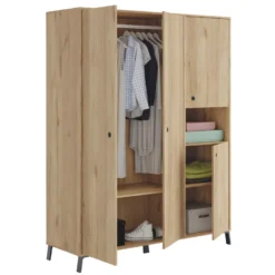 Ensemble Chambre à Coucher Complète Adulte Coloris Chêne Doré ( Armoire + Commode Rangement + 2 Chevets + Tête De Lit ) -Sominova Soldes Boutique tete de lit et pont de lit 9406083