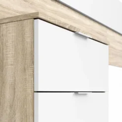 Tête De Lit En Mélamine Avec 2 Chevets Coloris Chêne Canadian Blanc Artik - Hauteur 95 X Longueur 247 Cm X Profondeur 38 Cm -Sominova Soldes Boutique tete de lit et pont de lit 9406105