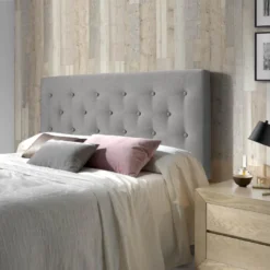 Tête De Lit Oslo 90x100 Cm, Capitonnée Tissu Grey