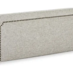 Tête De Lit Tapissée Leonor 140x60 Cm Gris, Clous En Marron -Sominova Soldes Boutique tete de lit et pont de lit 9406731