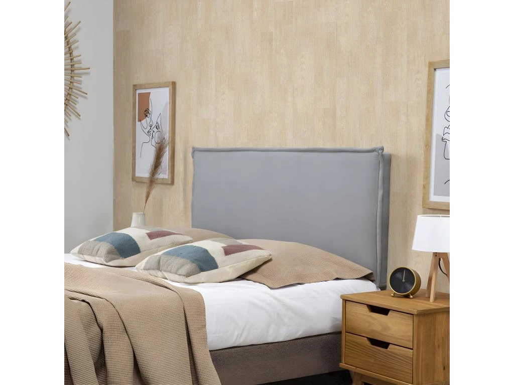 Tête De Lit Berlin 150x100 Cm, Tissu Gris, Épaisseur Totale De 8 Cm 7 Tête De Lit Berlin 150x100 Cm, Tissu Gris, Épaisseur Totale De 8 Cm – Image 5