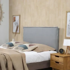 Tête De Lit Berlin 140x100 Cm, Tissu Gris, Épaisseur Totale De 8 Cm -Sominova Soldes Boutique tete de lit et pont de lit 9864175