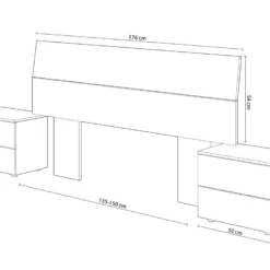 Tête De Lit Avec 2 Tables De Chevet Coloris Blanc Artic / Chêne à Nœuds Alaska - Hauteur 96 X Longueur 256 X Profondeur 34 Cm -Sominova Soldes Boutique tete de lit et pont de lit 9864199