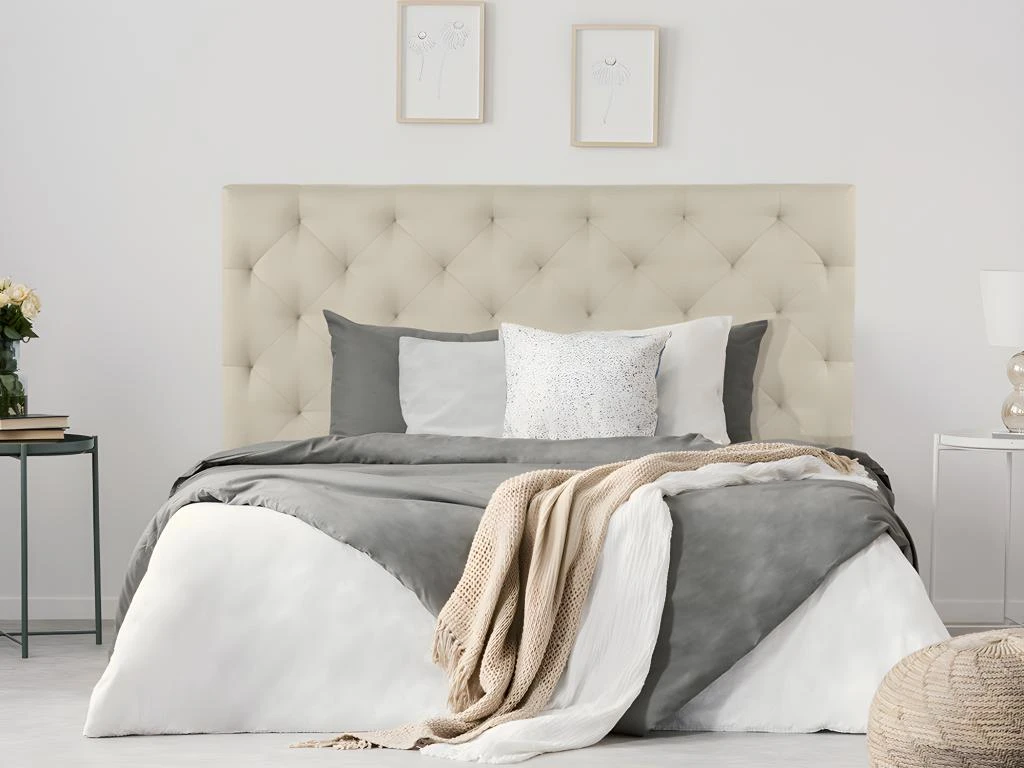 Tête De Lit Capitonnée NADRA - 150cm - Tissu - Beige 6 Tête De Lit Capitonnée NADRA - 150cm - Tissu - Beige – Image 4