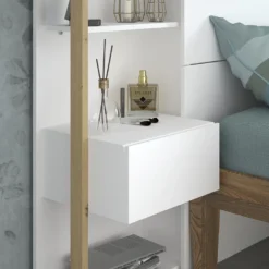 Tête De Lit Avec Chevets MISTA - 160 Cm - Blanc Et Chêne -Sominova Soldes Boutique tete de lit 425877