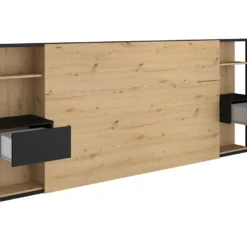 Tête De Lit Avec Chevets MISTA - 160 Cm - Chêne Et Noir -Sominova Soldes Boutique tete de lit 434587