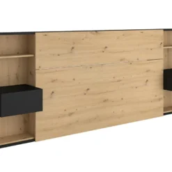 Tête De Lit Avec Chevets MISTA - 160 Cm - Chêne Et Noir -Sominova Soldes Boutique tete de lit 434593