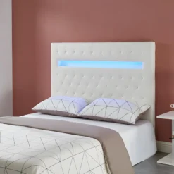 Tête De Lit SUPERNOVA II - 150 Cm - Avec LEDs - Simili Blanc