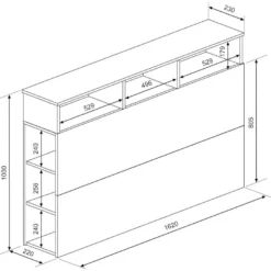 Tête De Lit Avec Rangements NASTIA - 160 Cm - Chêne Et Anthracite -Sominova Soldes Boutique tete de lit 438275