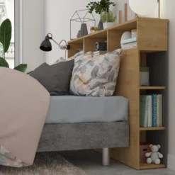 Tête De Lit Avec Rangements NASTIA - 160 Cm - Chêne Et Anthracite -Sominova Soldes Boutique tete de lit 438283