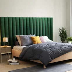 Panneaux Muraux Tête De Lit - 220 Cm - Velours - Vert - GONDA De Pascal Morabito