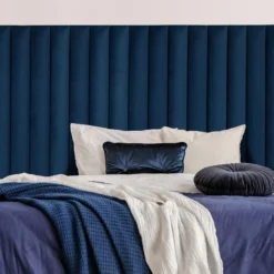 Tête De Lit Coutures Verticales SARAH - 170 Cm - Velours - Bleu Nuit -Sominova Soldes Boutique tete de lit 473283