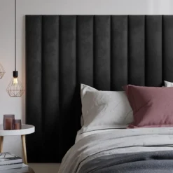 Panneaux Muraux Tête De Lit - 220 Cm - Velours - Gris - GONDA De Pascal Morabito -Sominova Soldes Boutique tete de lit 480391