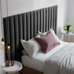 Panneaux Muraux Tête De Lit - 220 Cm - Velours - Gris - GONDA De Pascal Morabito -Sominova Soldes Boutique tete de lit 480395