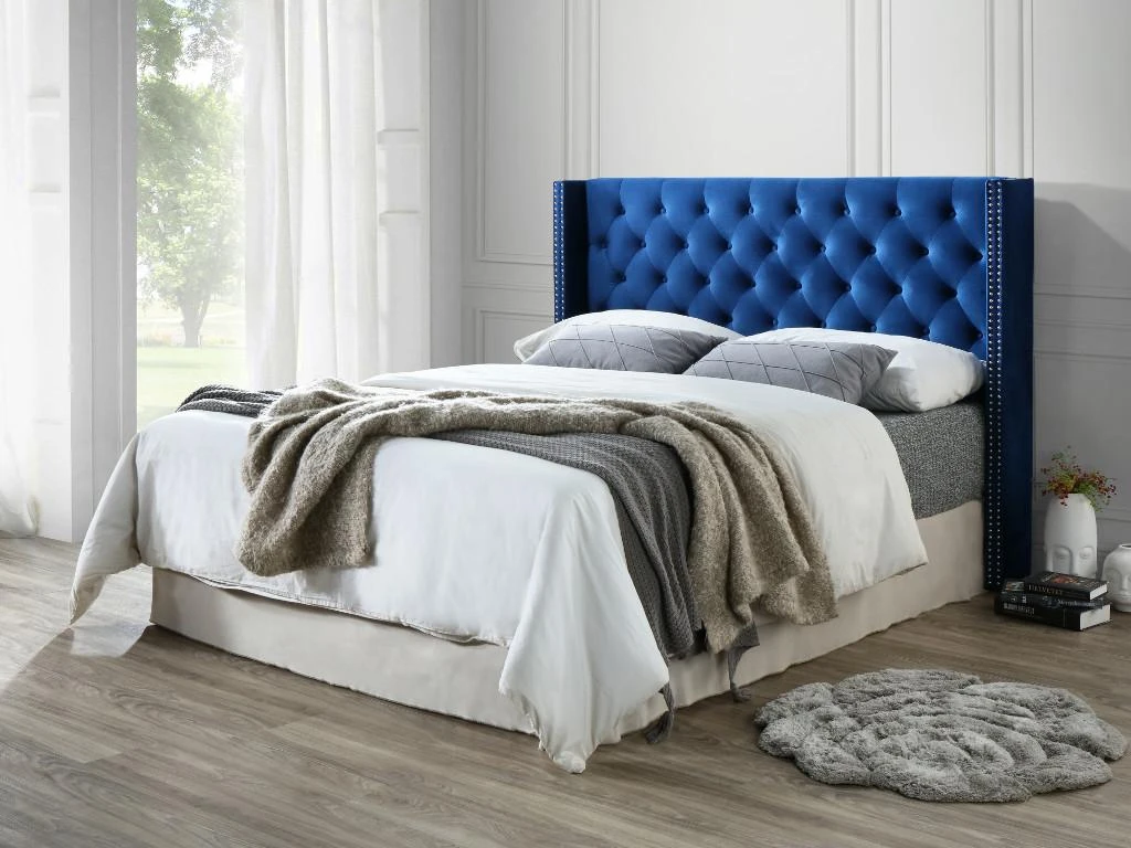 Tête De Lit Capitonnée 170 Cm - Velours - Bleu - MASSIMO II 3 Tête De Lit Capitonnée 170 Cm - Velours - Bleu - MASSIMO II